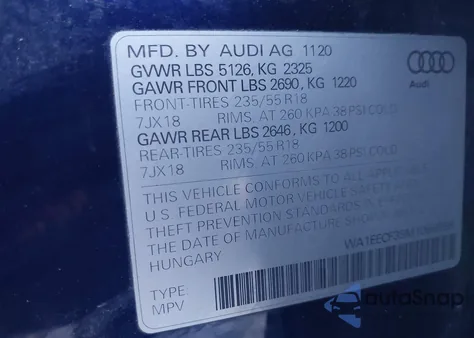 2021 Audi Q3 Premium Plus 45 Tfsi S Line Quattro Tiptronic from USA, damaged, VIN WA1EECF39M1056698